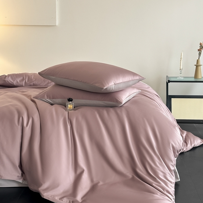 91家纺网 家纺一手货源 找家纺 ONE TWO ONE 121 2025新款高支高密长绒棉纯棉双拼撞色四件套-热麦系列 池棠韵味