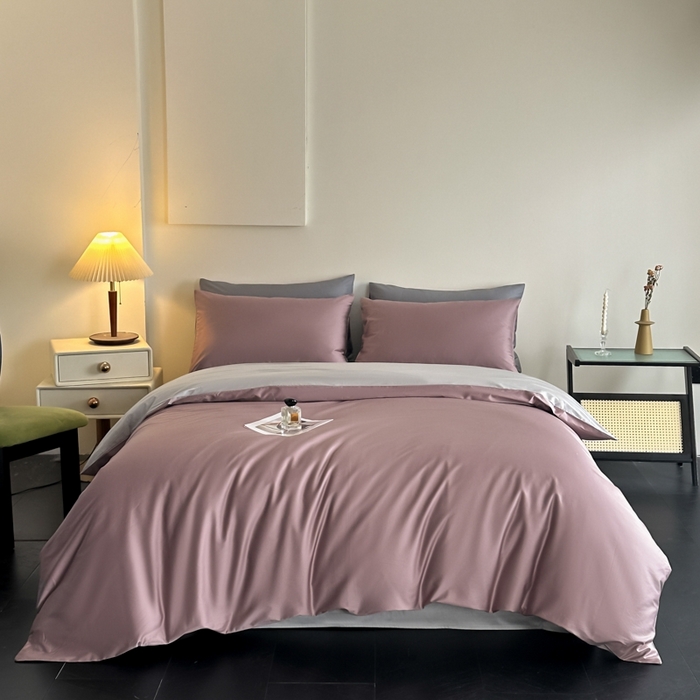 91家纺网 家纺一手货源 找家纺 ONE TWO ONE 121 2025新款高支高密长绒棉纯棉双拼撞色四件套-热麦系列 池棠韵味