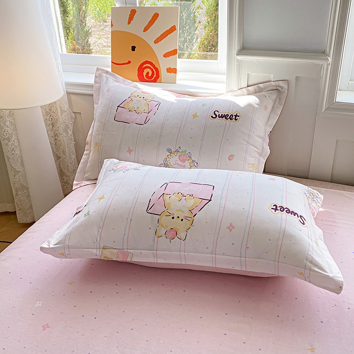 天之爱 2025新款全棉印花单枕套 甜心可爱猫
