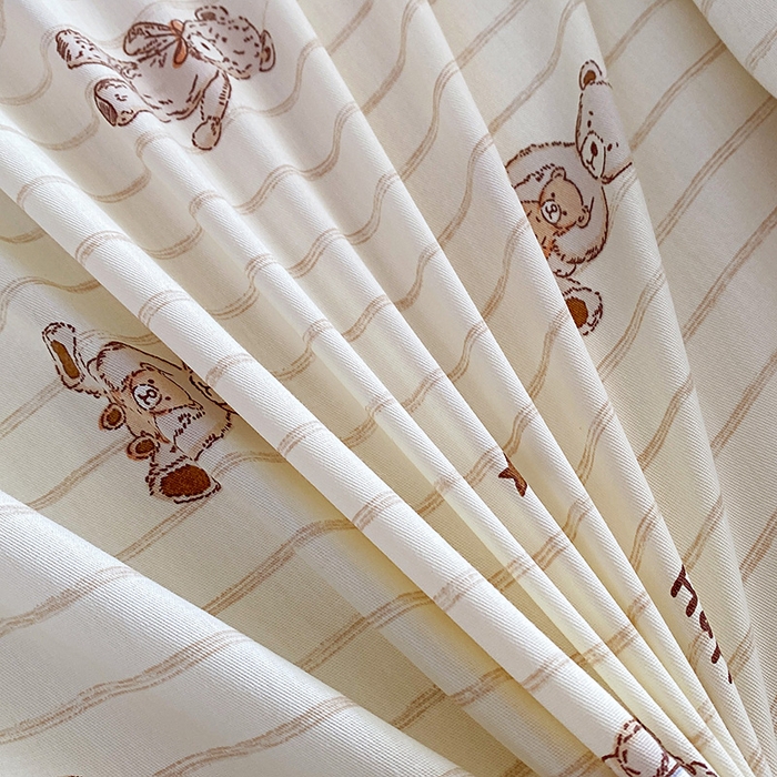 91家纺网 家纺一手货源 找家纺 天之爱 2025新款全棉印花单枕套 条纹熊