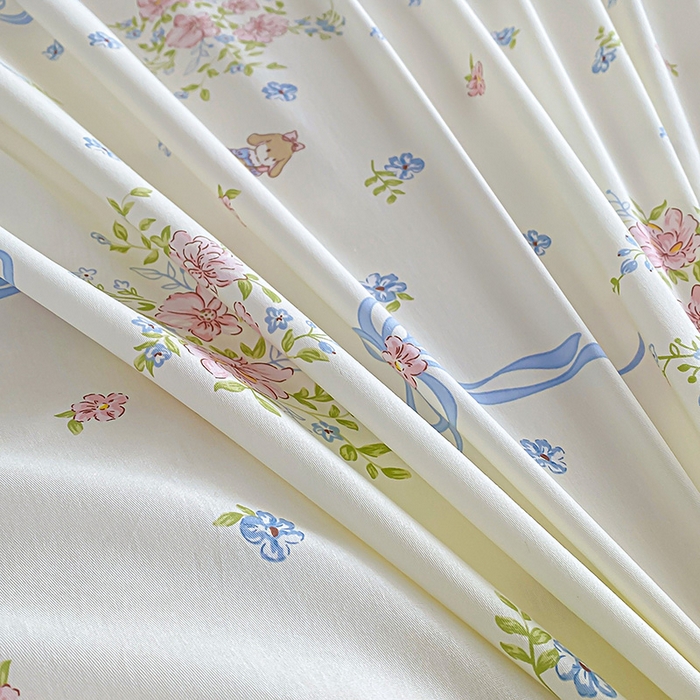 91家纺网 家纺一手货源 找家纺 天之爱 2025新款全棉印花单枕套 幽幽花间兔