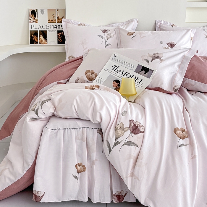 91家纺网 家纺一手货源 找家纺 （总）安逸家纺 13376 新款全棉床裙四件套床罩学生纯棉床裙款三件套