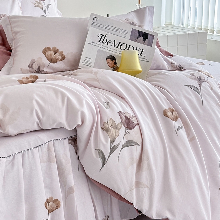 91家纺网 家纺一手货源 找家纺 （总）安逸家纺 13376 新款全棉床裙四件套床罩学生纯棉床裙款三件套