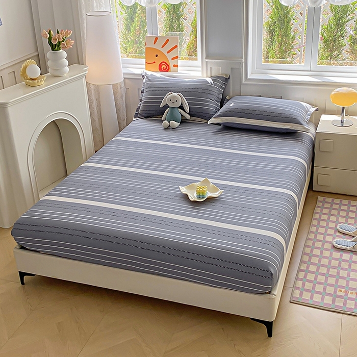 91家纺网 家纺一手货源 找家纺 天之爱 2025新款全棉印花单床笠 芬利莱-灰