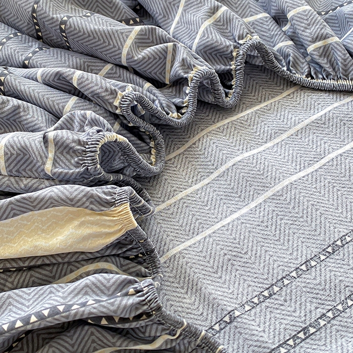 91家纺网 家纺一手货源 找家纺 天之爱 2025新款全棉印花单床笠 芬利莱-灰