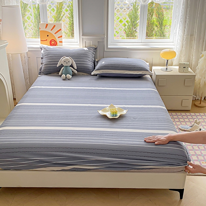 91家纺网 家纺一手货源 找家纺 天之爱 2025新款全棉印花单床笠 芬利莱-灰