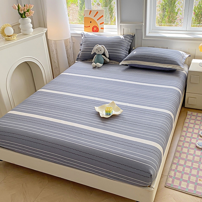 91家纺网 家纺一手货源 找家纺 天之爱 2025新款全棉印花单床笠 芬利莱-灰