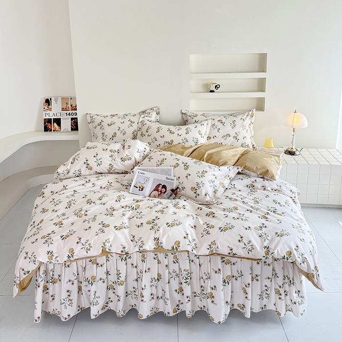 91家纺网 家纺一手货源 找家纺 （总）安逸家纺 13376 新款全棉床裙四件套床罩学生纯棉床裙款三件套