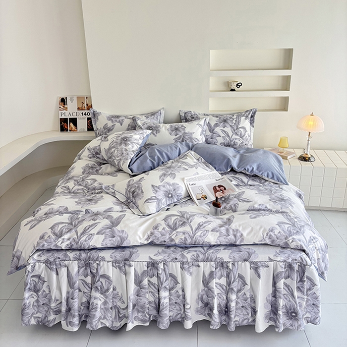 91家纺网 家纺一手货源 找家纺 （总）安逸家纺 13376 新款全棉床裙四件套床罩学生纯棉床裙款三件套