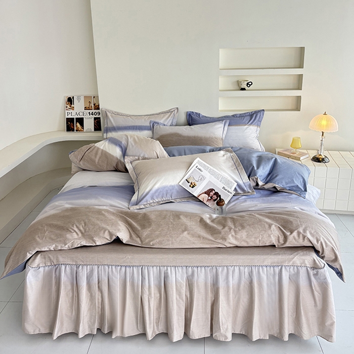 91家纺网 家纺一手货源 找家纺 （总）安逸家纺 13376 新款全棉床裙四件套床罩学生纯棉床裙款三件套