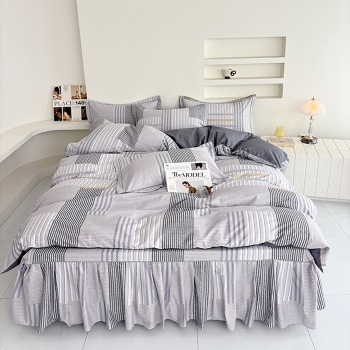 91家纺网 家纺一手货源 找家纺 （总）安逸家纺 13376 新款全棉床裙四件套床罩学生纯棉床裙款三件套