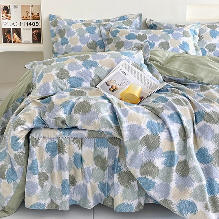 91家纺网 家纺一手货源 找家纺 （总）安逸家纺 13376 新款全棉床裙四件套床罩学生纯棉床裙款三件套