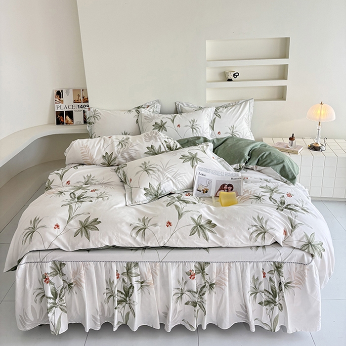 91家纺网 家纺一手货源 找家纺 （总）安逸家纺 13376 新款全棉床裙四件套床罩学生纯棉床裙款三件套