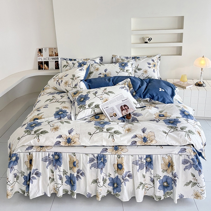 91家纺网 家纺一手货源 找家纺 （总）安逸家纺 13376 新款全棉床裙四件套床罩学生纯棉床裙款三件套