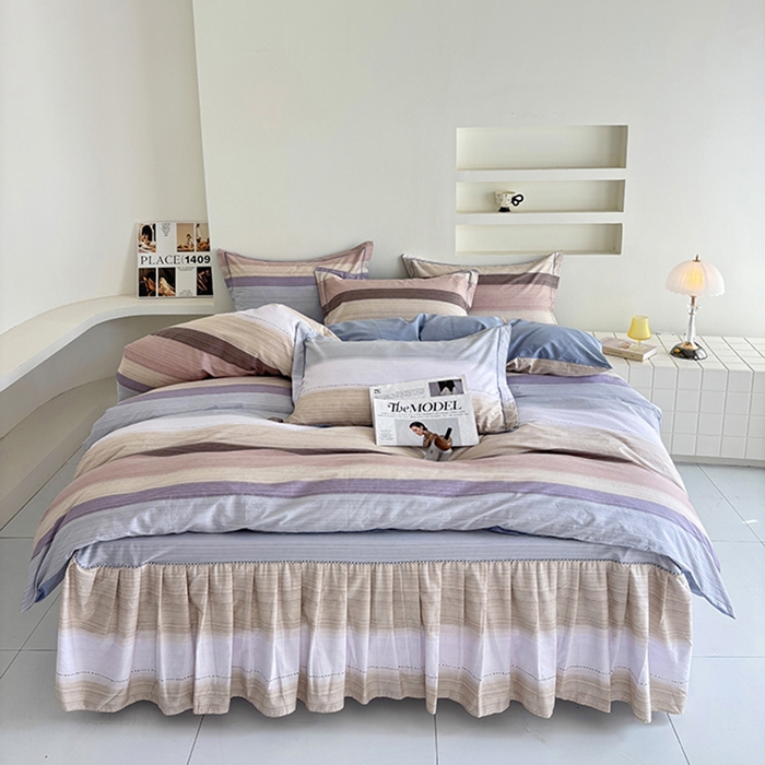 91家纺网 家纺一手货源 找家纺 （总）安逸家纺 13376 新款全棉床裙四件套床罩学生纯棉床裙款三件套