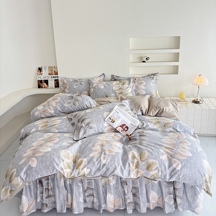 91家纺网 家纺一手货源 找家纺 （总）安逸家纺 13376 新款全棉床裙四件套床罩学生纯棉床裙款三件套