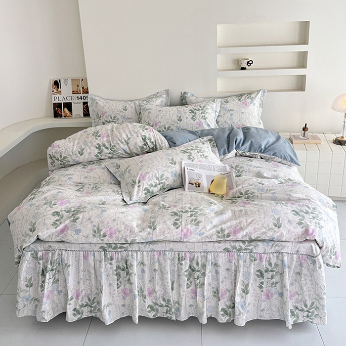 91家纺网 家纺一手货源 找家纺 （总）安逸家纺 13376 新款全棉床裙四件套床罩学生纯棉床裙款三件套