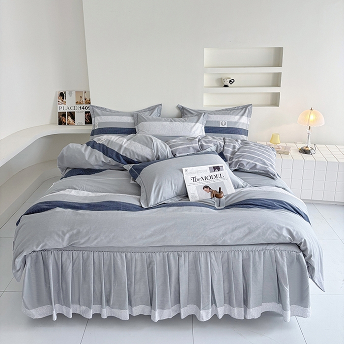 91家纺网 家纺一手货源 找家纺 （总）安逸家纺 13376 新款全棉床裙四件套床罩学生纯棉床裙款三件套