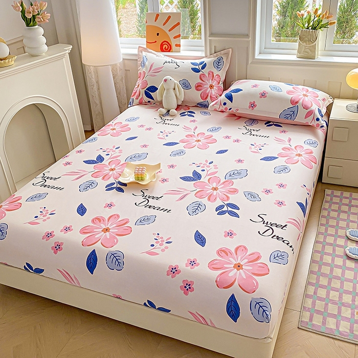 91家纺网 家纺一手货源 找家纺 天之爱 2025新款全棉印花单床笠 花晨月汐