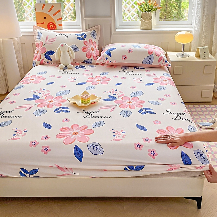 91家纺网 家纺一手货源 找家纺 天之爱 2025新款全棉印花单床笠 花晨月汐