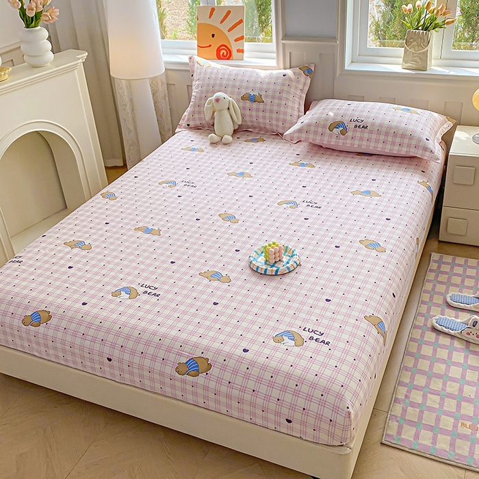 91家纺网 家纺一手货源 找家纺 天之爱 2025新款全棉印花单床笠 趴趴熊