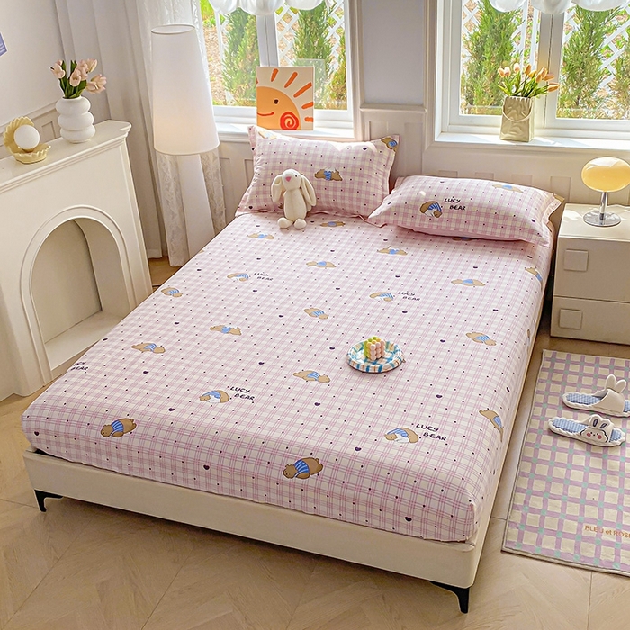 91家纺网 家纺一手货源 找家纺 天之爱 2025新款全棉印花单床笠 趴趴熊