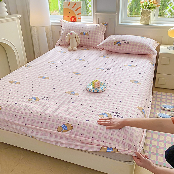 91家纺网 家纺一手货源 找家纺 天之爱 2025新款全棉印花单床笠 趴趴熊