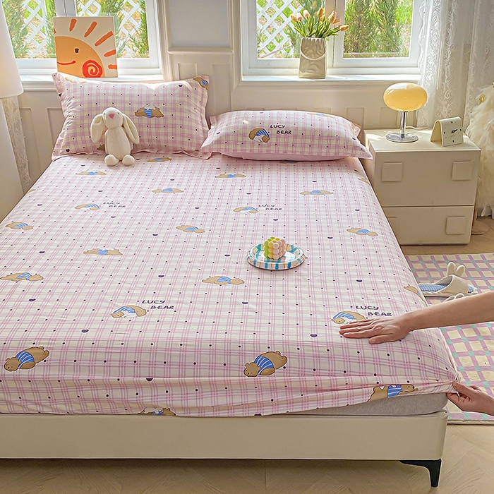 91家纺网 家纺一手货源 找家纺 天之爱 2025新款全棉印花单床笠 趴趴熊