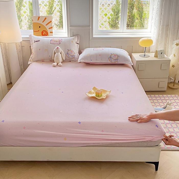 91家纺网 家纺一手货源 找家纺 天之爱 2025新款全棉印花单床笠 甜心可爱猫