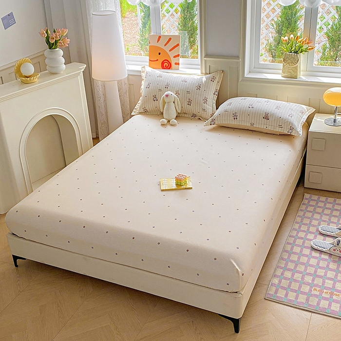 91家纺网 家纺一手货源 找家纺 天之爱 2025新款全棉印花单床笠 条纹熊