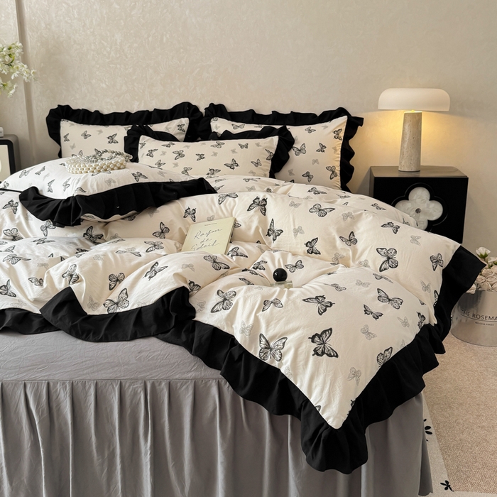 91家纺网 家纺一手货源 找家纺 （总）上尚居 2025新款法式花边赫本风印花云朵棉四件套