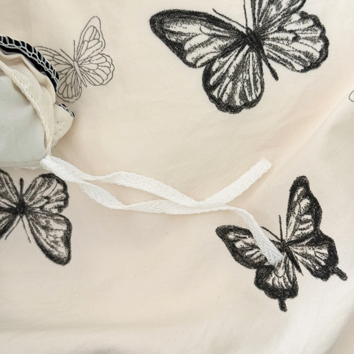 91家纺网 家纺一手货源 找家纺 上尚居 2025新款法式花边赫本风印花云朵棉四件套 蝴蝶印记