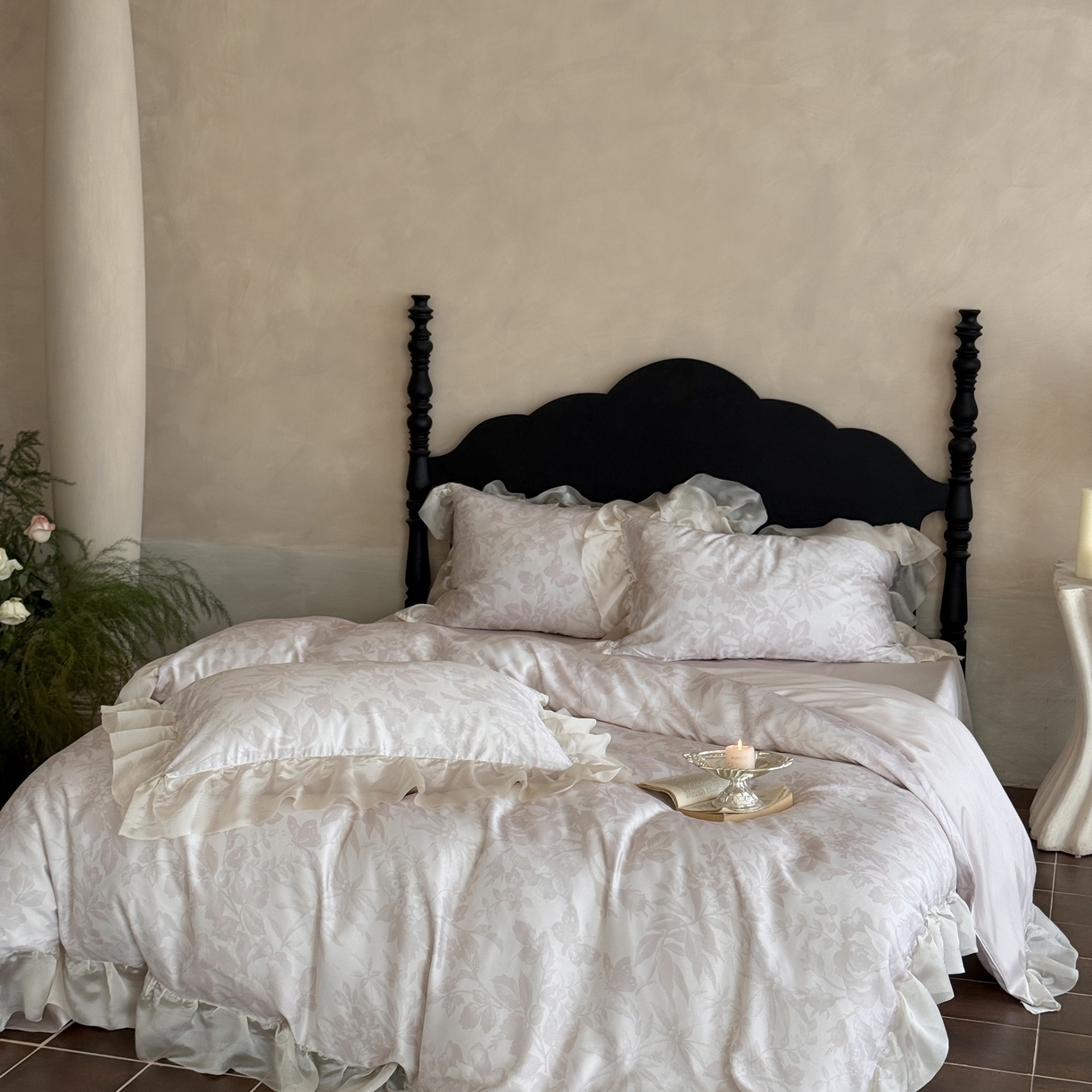 91家纺网 家纺一手货源 找家纺 MIU缪家居 2025新款60S兰精天丝四件套--晨曦 晨曦-柔雾粉