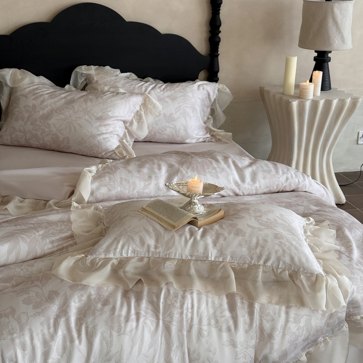 91家纺网 家纺一手货源 找家纺 MIU缪家居 2025新款60S兰精天丝四件套--晨曦 晨曦-柔雾粉