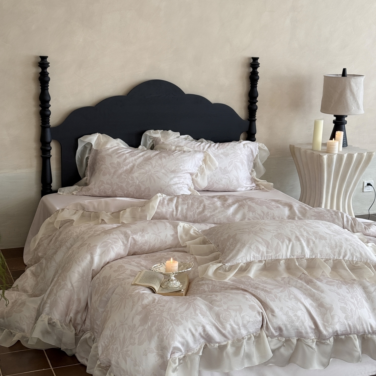 91家纺网 家纺一手货源 找家纺 MIU缪家居 2025新款60S兰精天丝四件套--晨曦 晨曦-柔雾粉