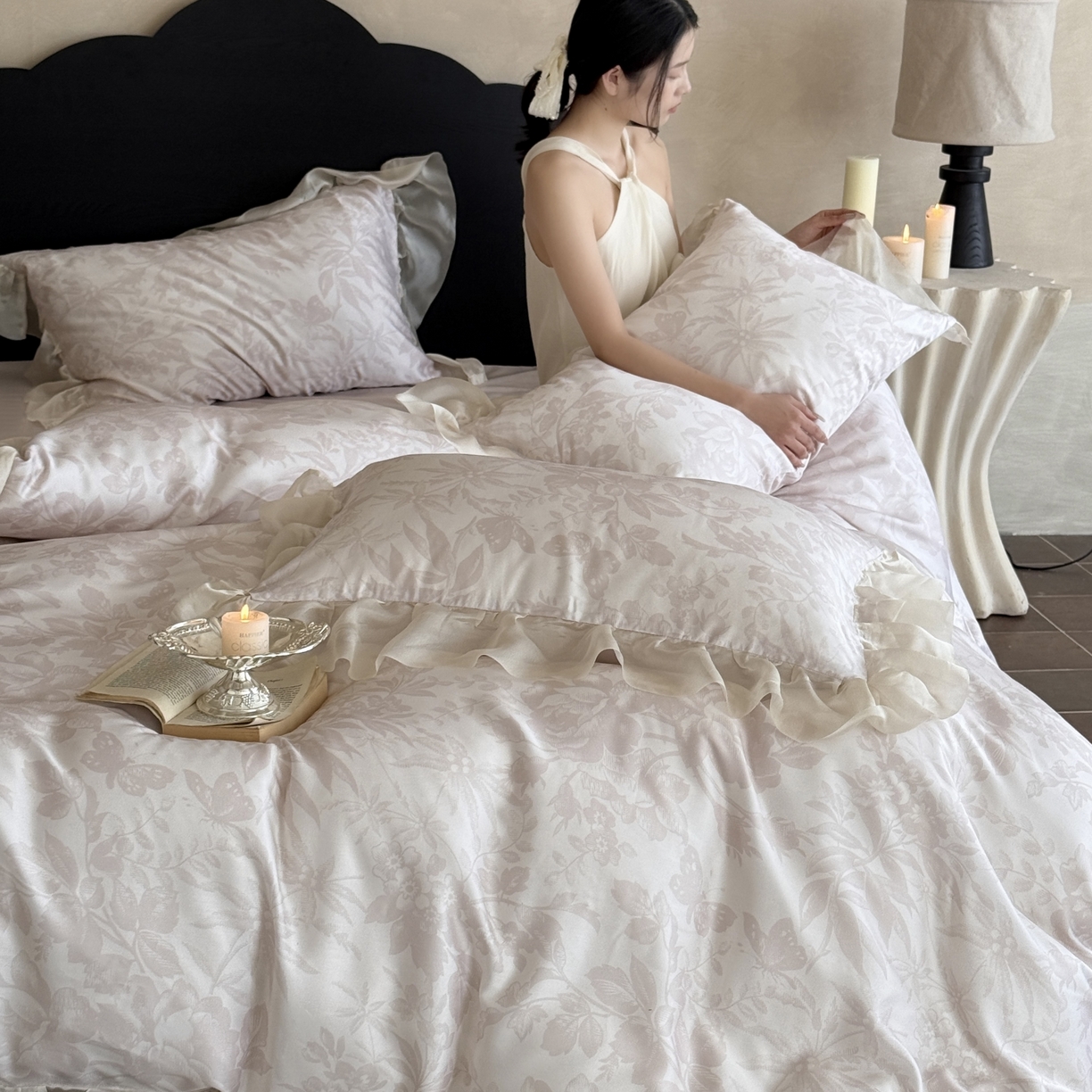 91家纺网 家纺一手货源 找家纺 MIU缪家居 2025新款60S兰精天丝四件套--晨曦 晨曦-柔雾粉