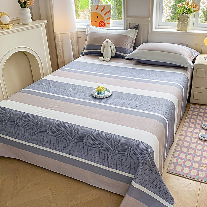 91家纺网 家纺一手货源 找家纺 天之爱 2025新款全棉印花单床单 布兰卡-灰