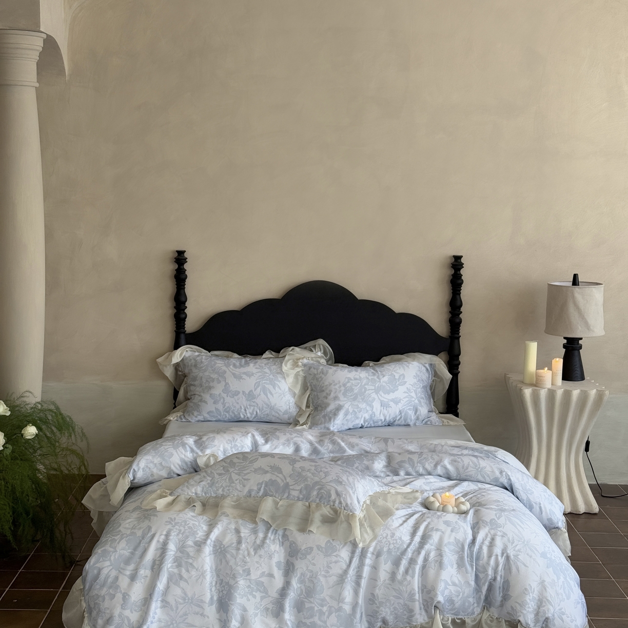 91家纺网 家纺一手货源 找家纺 MIU缪家居 2025新款60S兰精天丝四件套--晨曦 晨曦-微光蓝