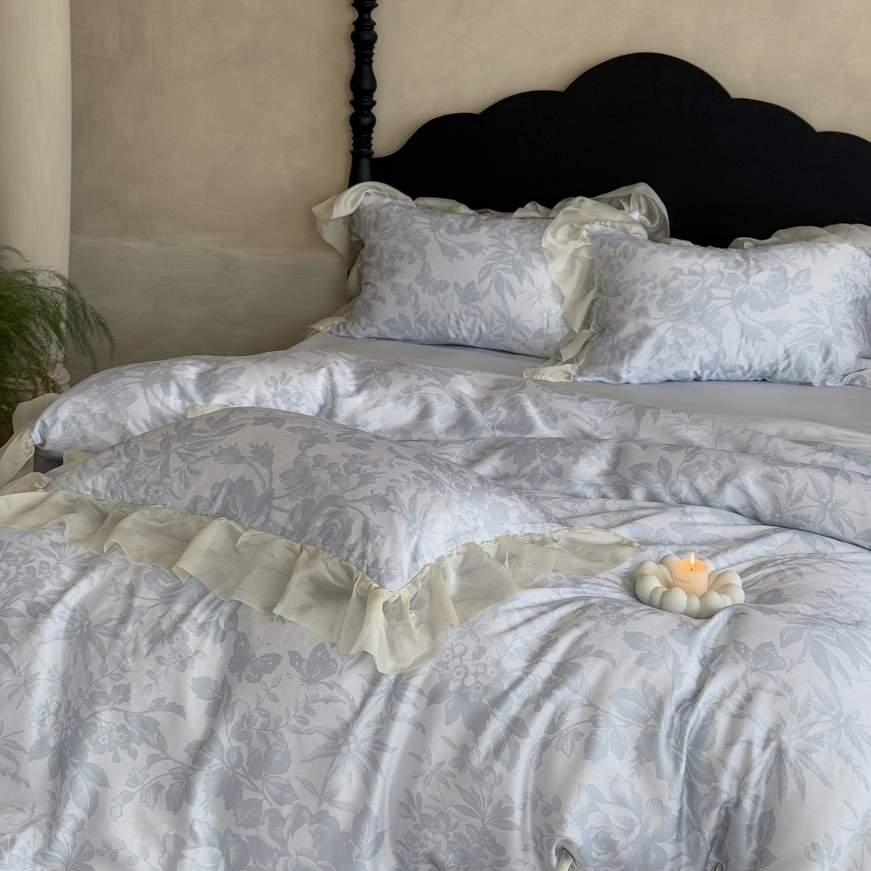 91家纺网 家纺一手货源 找家纺 MIU缪家居 2025新款60S兰精天丝四件套--晨曦 晨曦-微光蓝