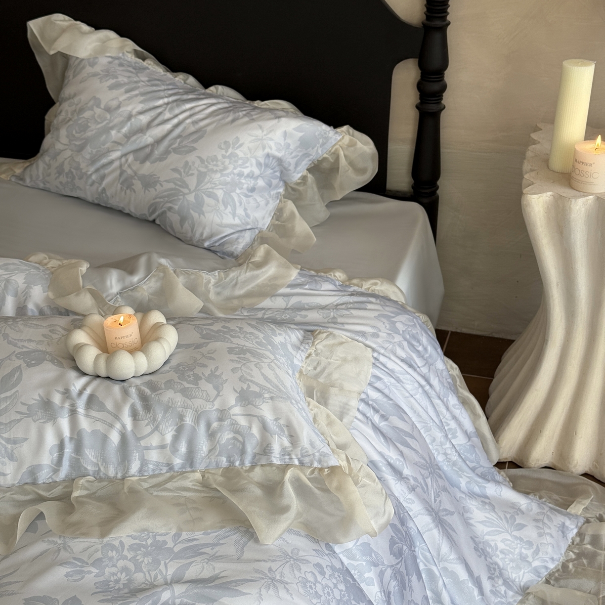 91家纺网 家纺一手货源 找家纺 MIU缪家居 2025新款60S兰精天丝四件套--晨曦 晨曦-微光蓝