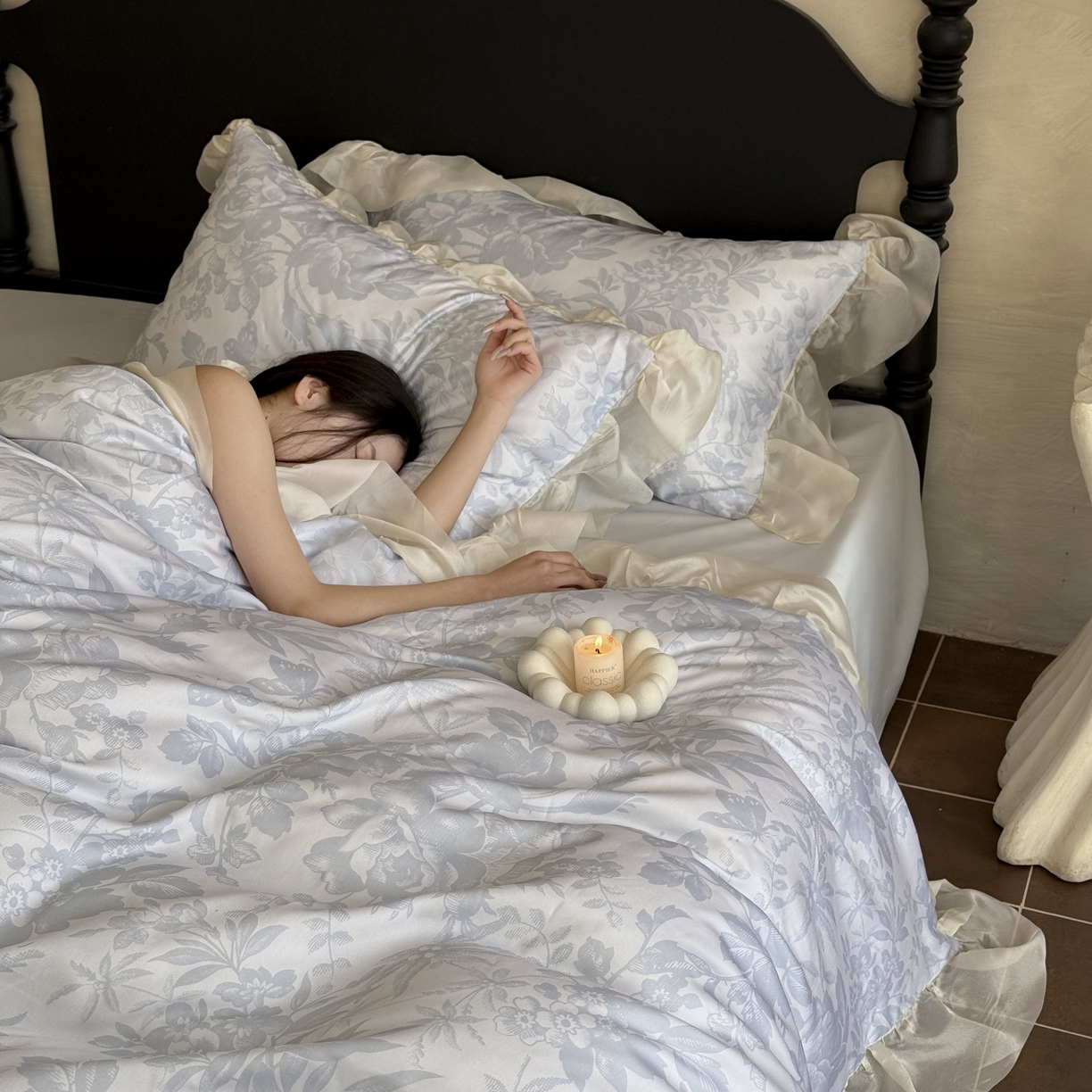 91家纺网 家纺一手货源 找家纺 MIU缪家居 2025新款60S兰精天丝四件套--晨曦 晨曦-微光蓝