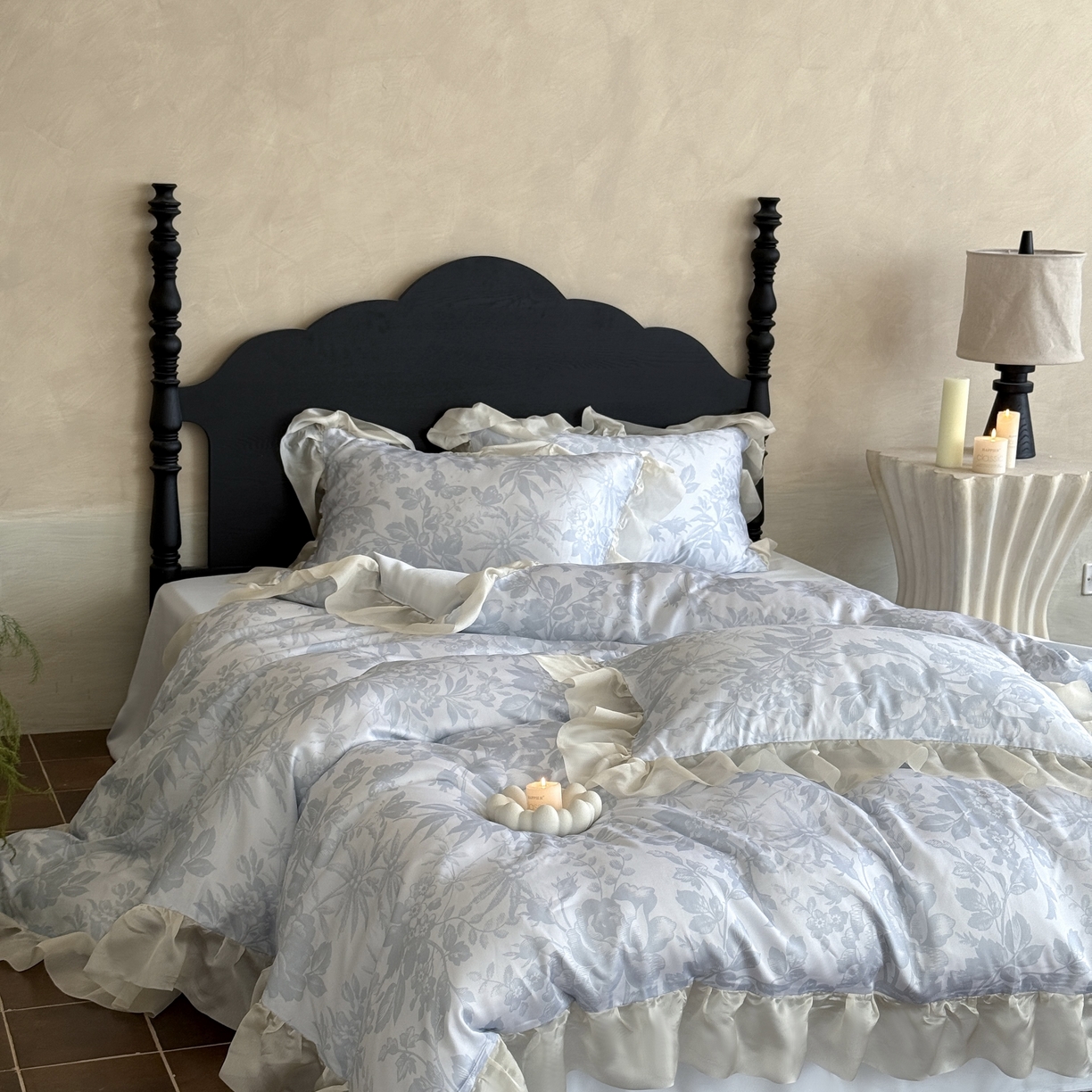 91家纺网 家纺一手货源 找家纺 MIU缪家居 2025新款60S兰精天丝四件套--晨曦 晨曦-微光蓝