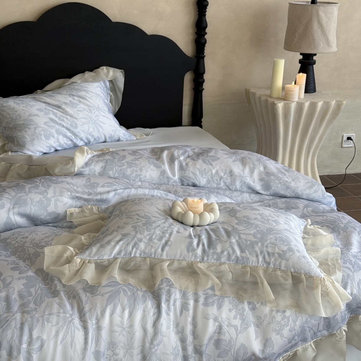 91家纺网 家纺一手货源 找家纺 MIU缪家居 2025新款60S兰精天丝四件套--晨曦 晨曦-微光蓝