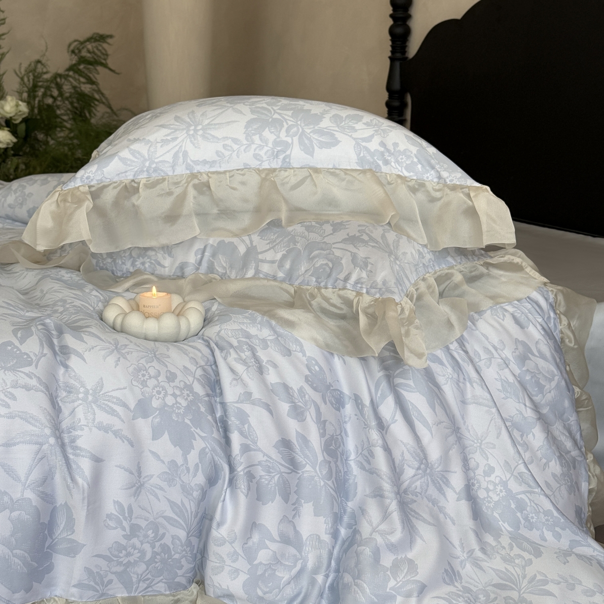 91家纺网 家纺一手货源 找家纺 MIU缪家居 2025新款60S兰精天丝四件套--晨曦 晨曦-微光蓝