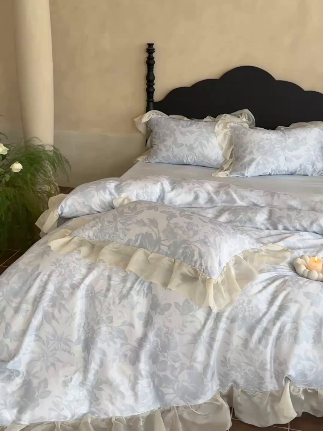 91家纺网 家纺一手货源 找家纺 MIU缪家居 2025新款60S兰精天丝四件套--晨曦 晨曦-微光蓝