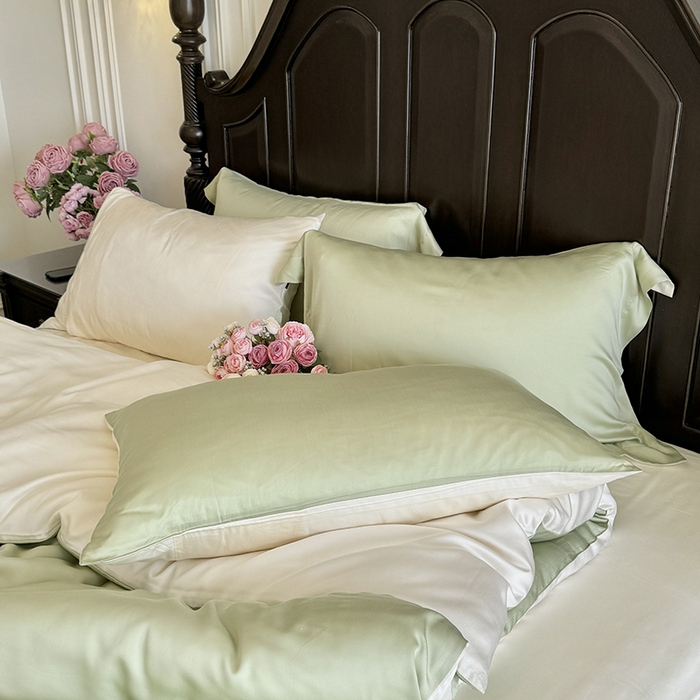 秀色家纺 2025夏季新款A类60s天丝棉贡缎四件套-Cool Air系列（实拍风) Air天丝绵-抹茶奶白