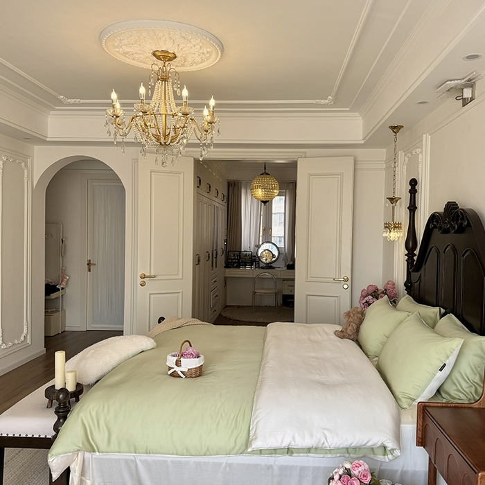 91家纺网 家纺一手货源 找家纺 秀色家纺 2025夏季新款A类60s天丝棉贡缎四件套-Cool Air系列（实拍风) Air天丝绵-抹茶奶白