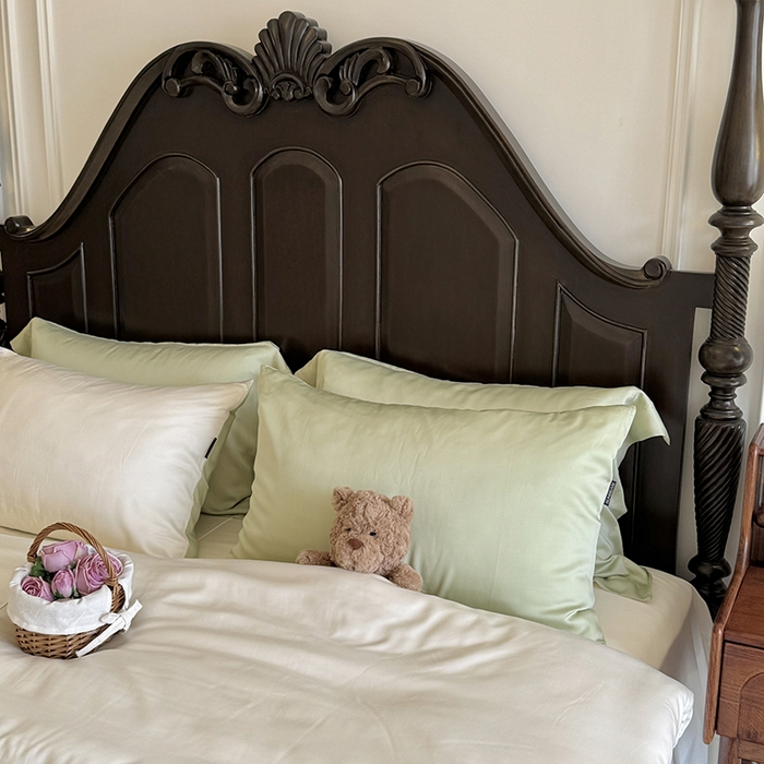 91家纺网 家纺一手货源 找家纺 秀色家纺 2025夏季新款A类60s天丝棉贡缎四件套-Cool Air系列（实拍风) Air天丝绵-抹茶奶白