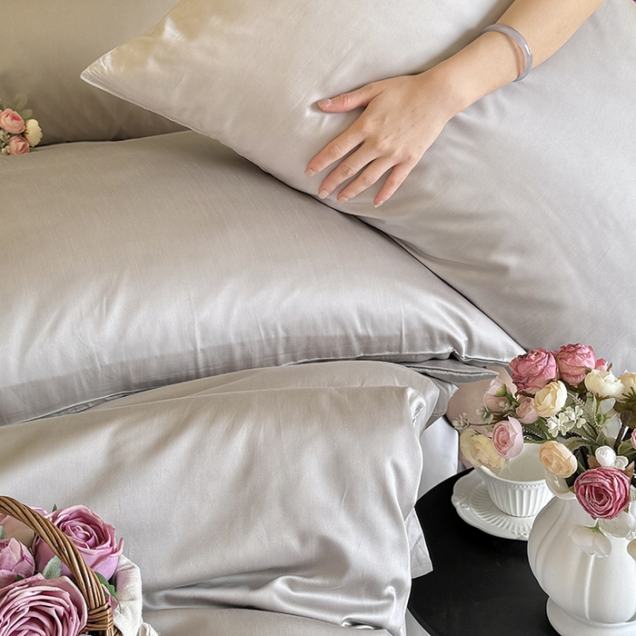 91家纺网 家纺一手货源 找家纺 秀色家纺 2025夏季新款A类60s天丝棉贡缎四件套-Cool Air系列（实拍风) Air天丝绵-幻影灰