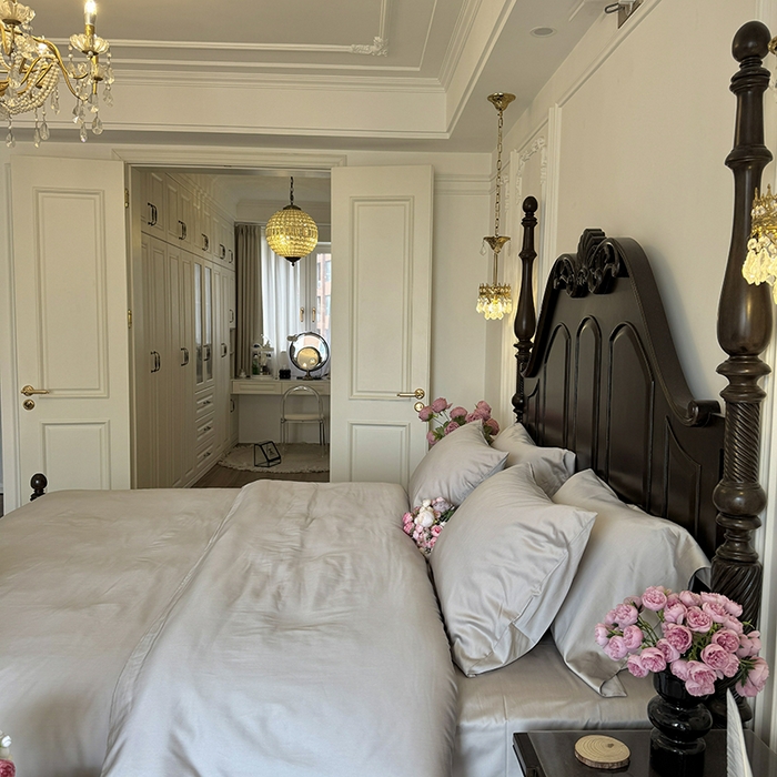 91家纺网 家纺一手货源 找家纺 秀色家纺 2025夏季新款A类60s天丝棉贡缎四件套-Cool Air系列（实拍风) Air天丝绵-幻影灰